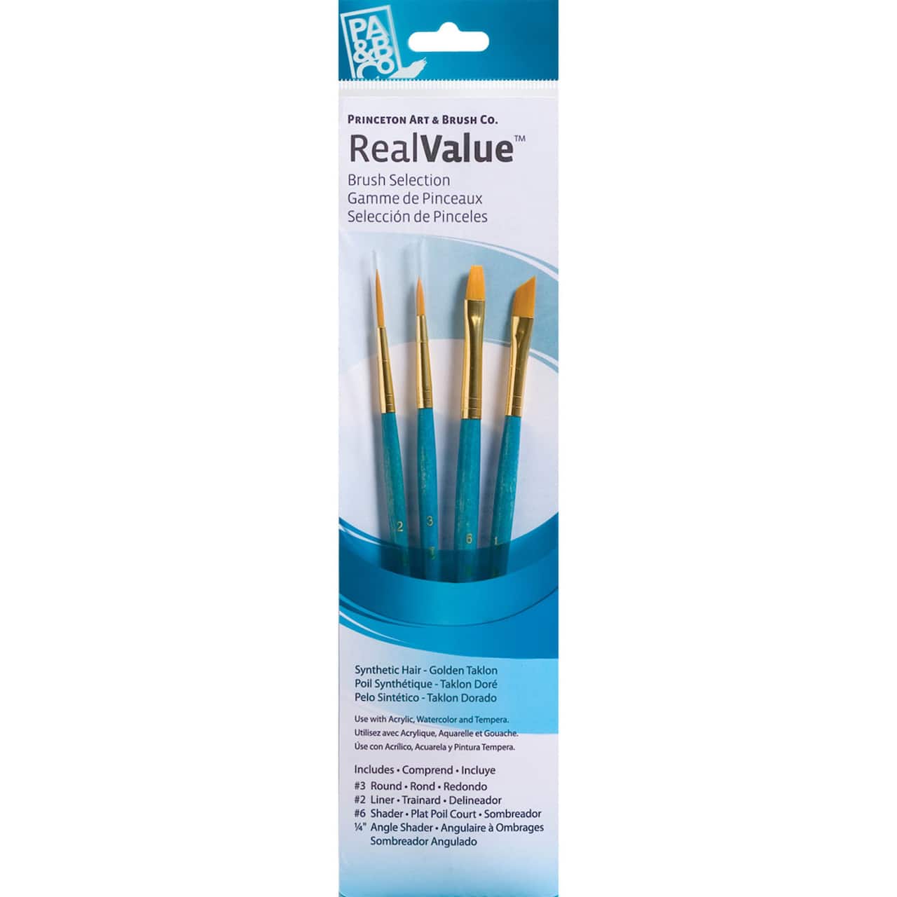 Princeton™ RealValue™ Golden Taklon 4 Piece Brush Set